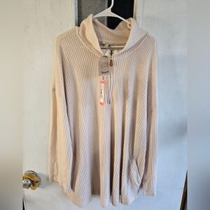 Kori Cozy Cream Quarter Zip Sweater NWT